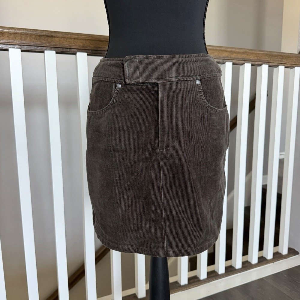 Fiorucci Brown Corduroy Mini Skirt 90s Y2k Streetwear Retro Dark Academia Sz 8